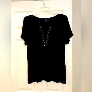 TORRID Black Lace Up Top Size 1